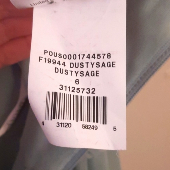 David's Bridal Spagetti Strap Ruched Waist Mesh Style# F19944 Dusty Sage… - Picture 13 of 16